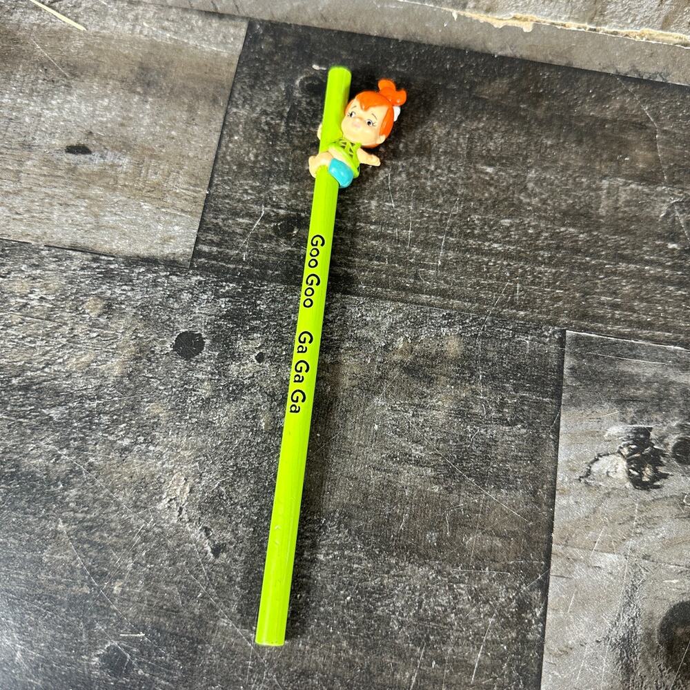 Vintage 1990 Pebbles Flintstones Pencil & Pencil Toppers Applause
